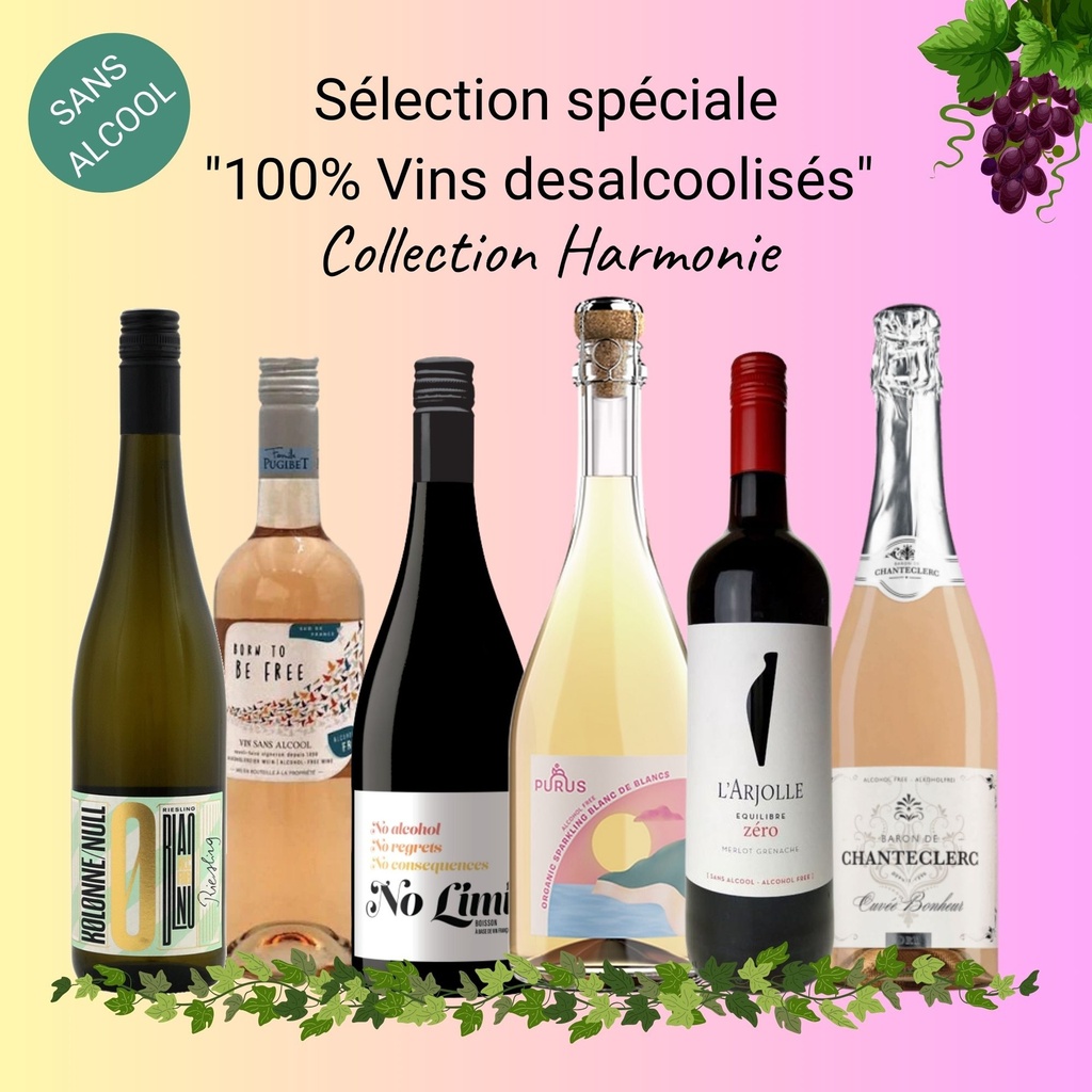 Sélection spéciale "vin sans alcool" : vins désalcoolisés (collection Harmonie) !