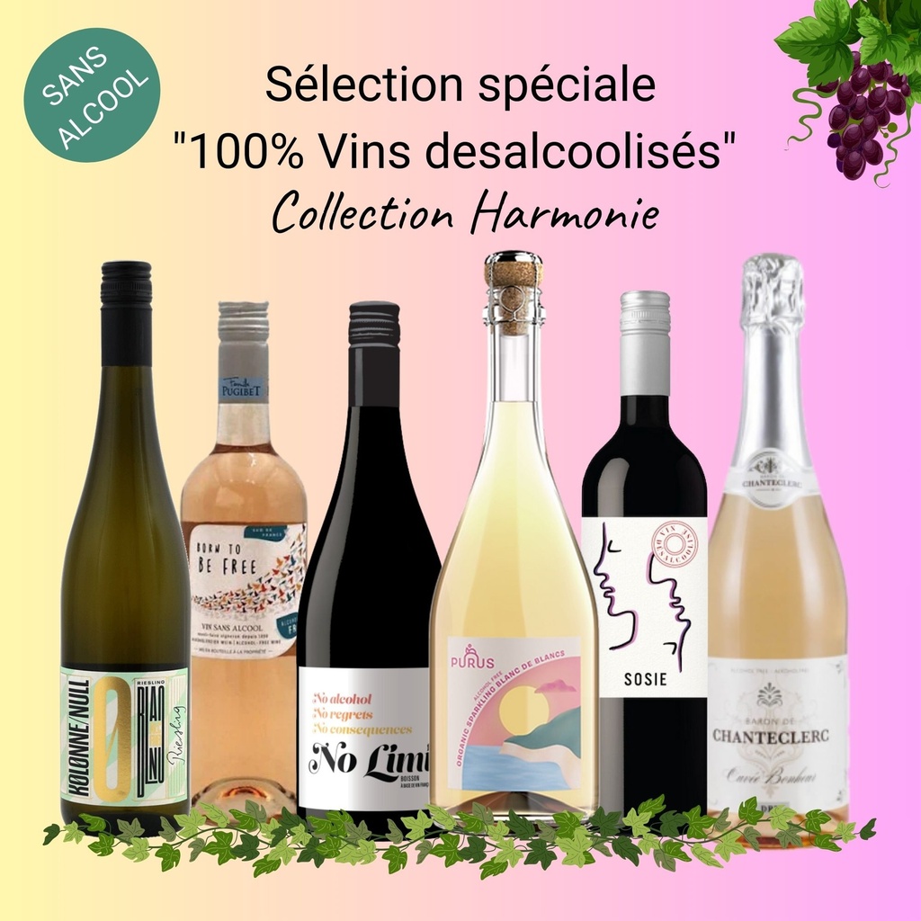 Sélection spéciale "vin sans alcool" : vins désalcoolisés (collection Harmonie) !