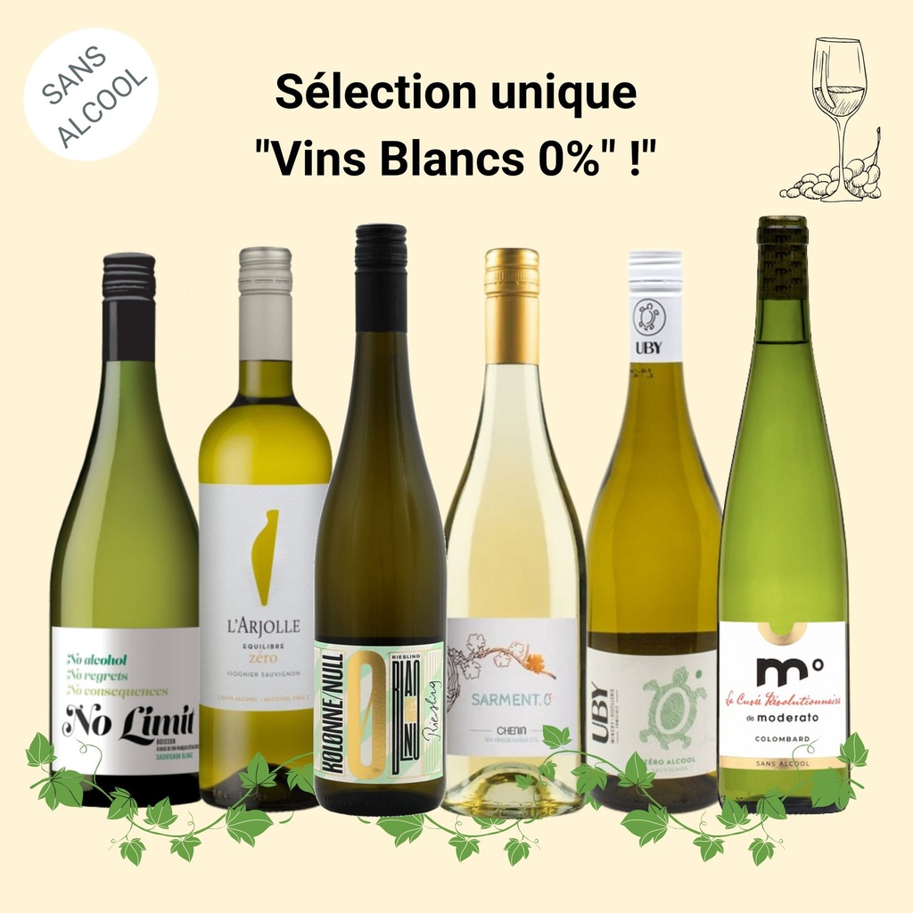 Sélection unique "Vins Blancs 0%"