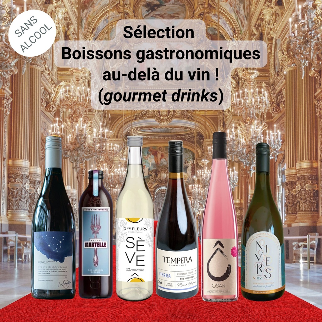 Sélection "boissons gastronomiques / au-delà du vin" (gourmet drinks)