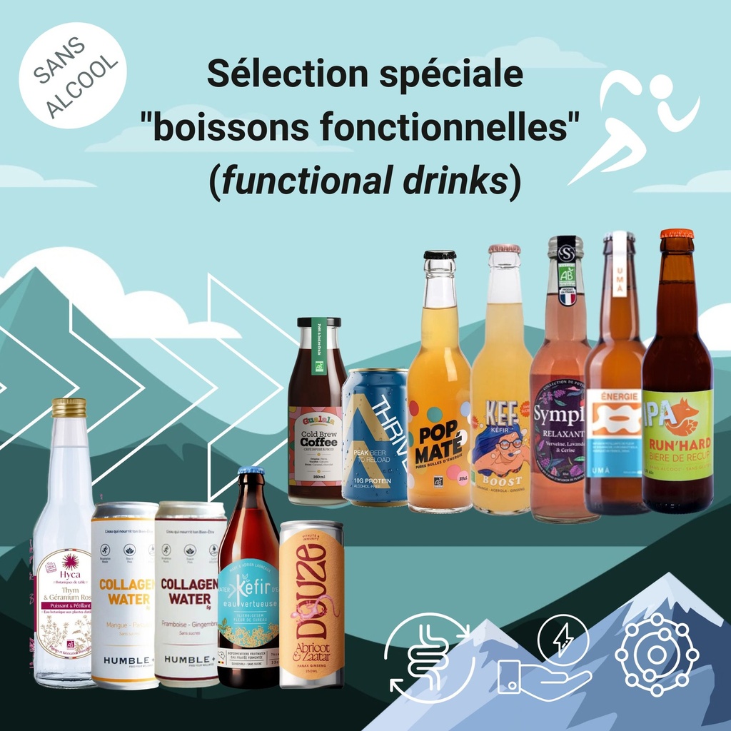 Sélection spéciale "boissons fonctionnelles" (functional drinks)