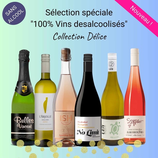 [COFFRET_VinsDelice] Sélection spéciale 100% "vin sans alcool" (Vins désalcoolisés) collection Délice